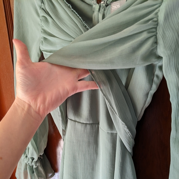 ASOS DESIGN mini dress sage green US 6 UK 10 - Picture 7 of 10